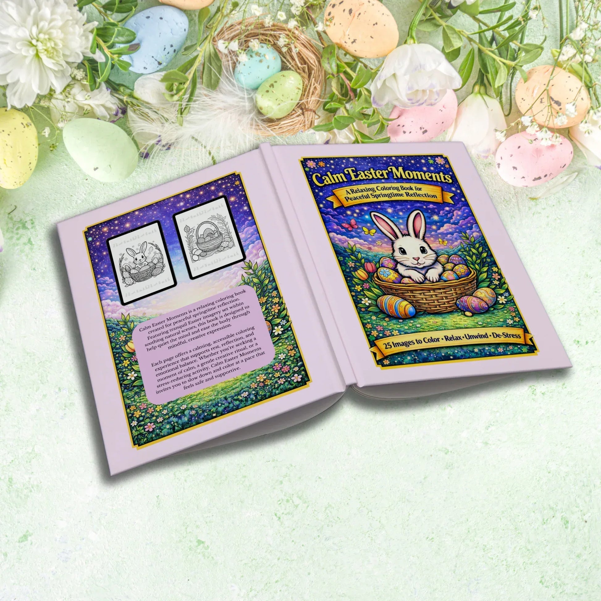 Shop our premium calm easter moments coloring book for mental health from MySisterIsASurvivor.
