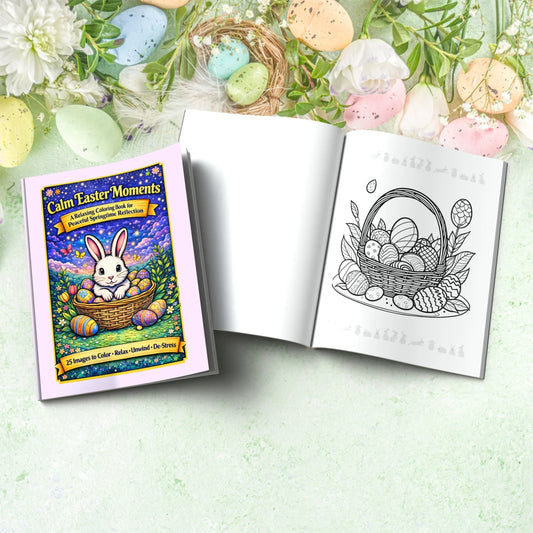 Shop our premium calm easter moments coloring book for mental health from MySisterIsASurvivor.