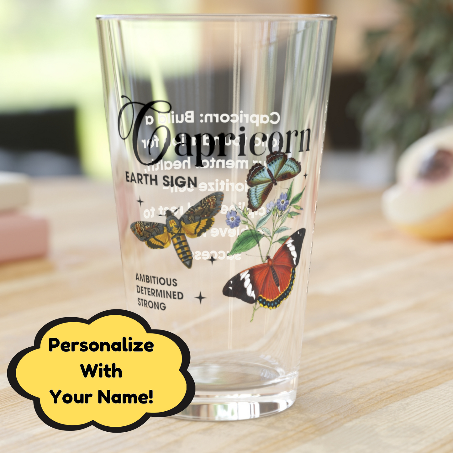 Capricorn Zodiac Pint Glass – Custom Star Sign Glass Gift
