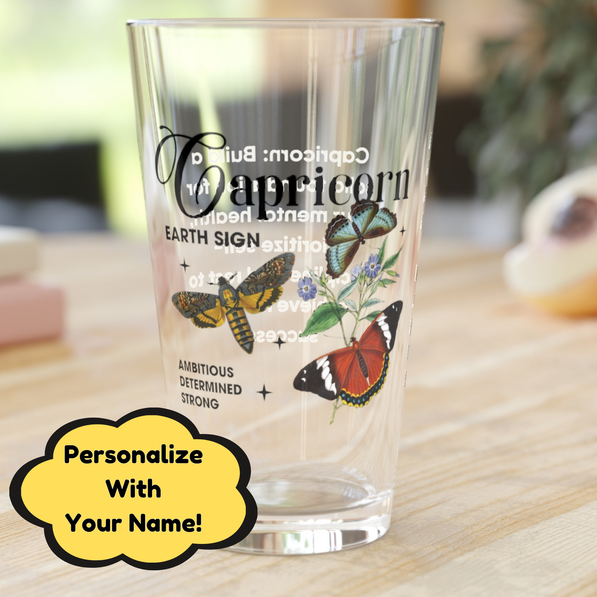 Capricorn Zodiac Pint Glass – Custom Star Sign Glass Gift