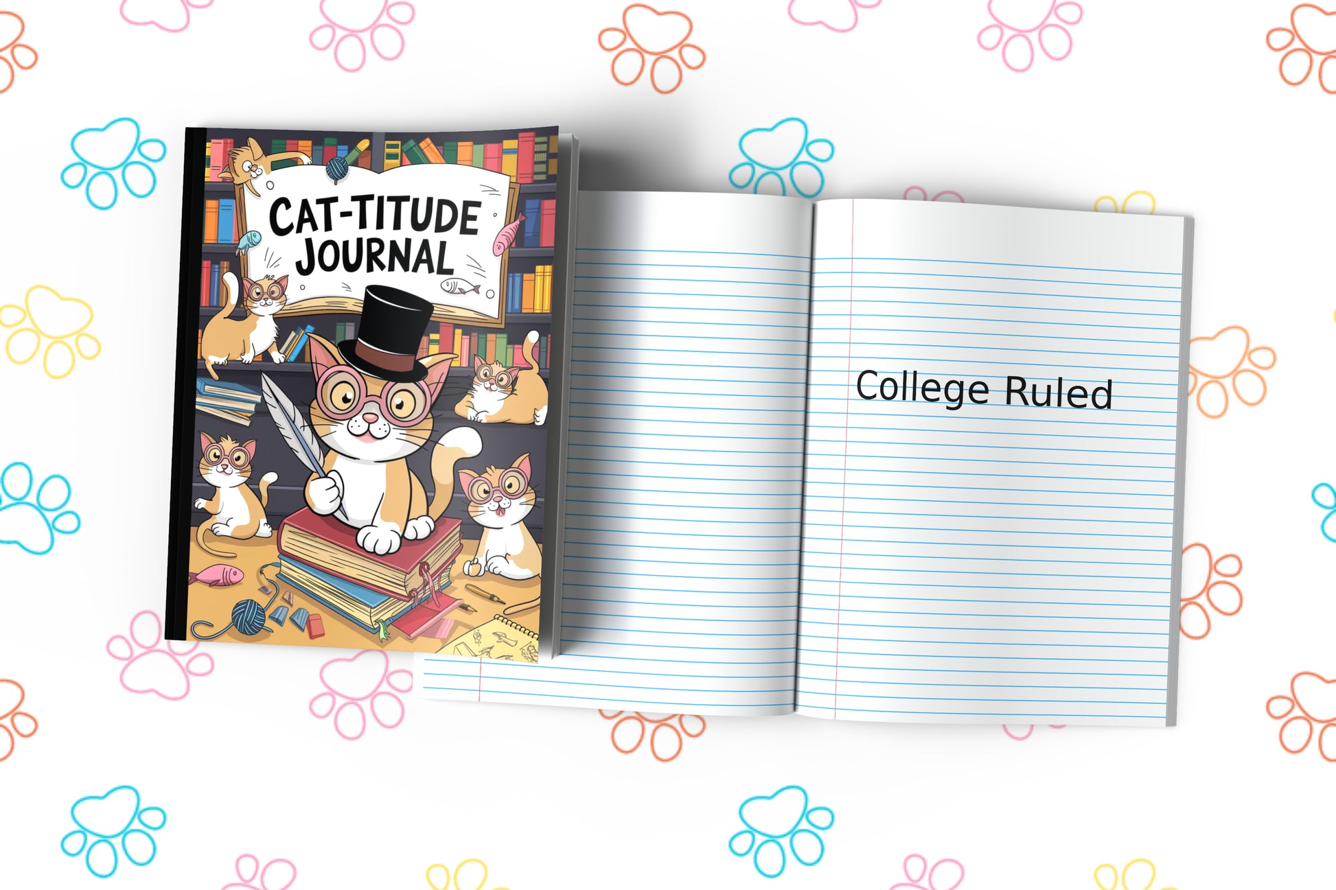 Cat-titude Journal Composition Notebook for Journaling, Therapy, Self-Care, Anxiety, Mindfulness, Affirmations & Wellness Writing