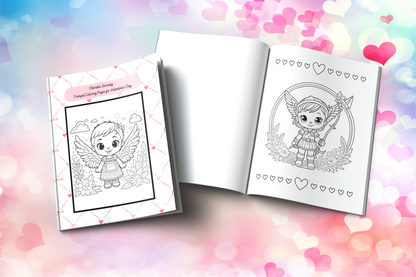 Cherubic Serenity: Tranquil Coloring Pages for Valentine's Day