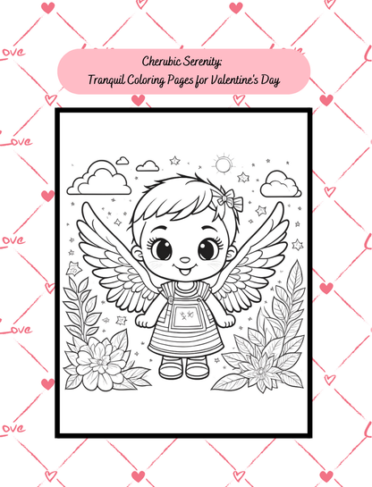 Cherubic Serenity: Tranquil Coloring Pages for Valentine's Day