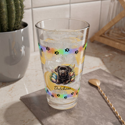 Chocolate Labrador Personalized Easter Puppy 16oz Pint Glass - Custom Dog Design, Mental Health Gift, Easter Décor, and Festive Celebrations
