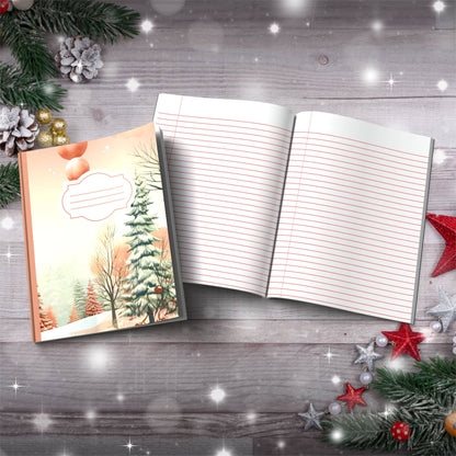 Pastel creamy orange winter trees and sky Christmas notebook, paperback journaling gift