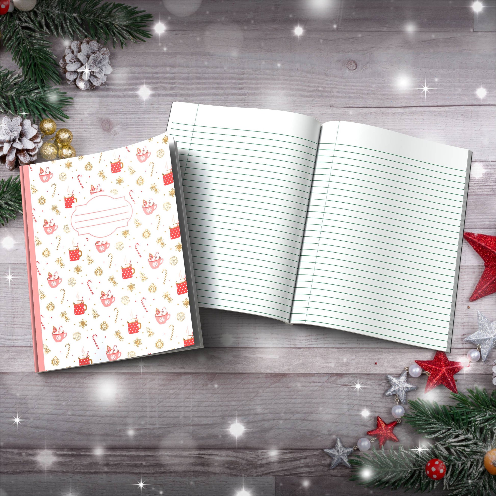 Candy Canes & Hot Cocoa Design Paperback Christmas Composition Notebook for mindful journaling and holiday gifts