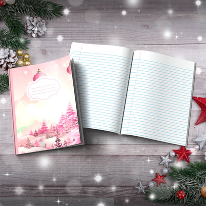 Pastel crimson strawberry wonderland Christmas composition notebook, paperback journal for holiday writing