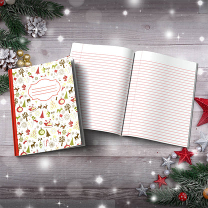 Santa, Stockings, Snowflakes & Stars Paperback Christmas Composition Notebook for journaling and holiday gift ideas