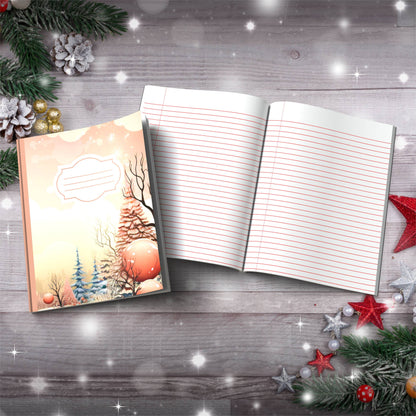 Pastel orange and brown winter clouds Christmas composition notebook, paperback writing journal gift