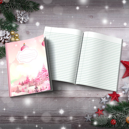Pastel crimson strawberry wonderland Christmas composition notebook, paperback journal for holiday writing
