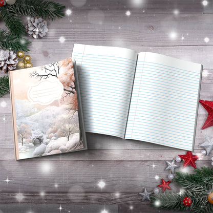 Coffee and cream winter wonderland with castle Christmas notebook, paperback journal for mindfulness