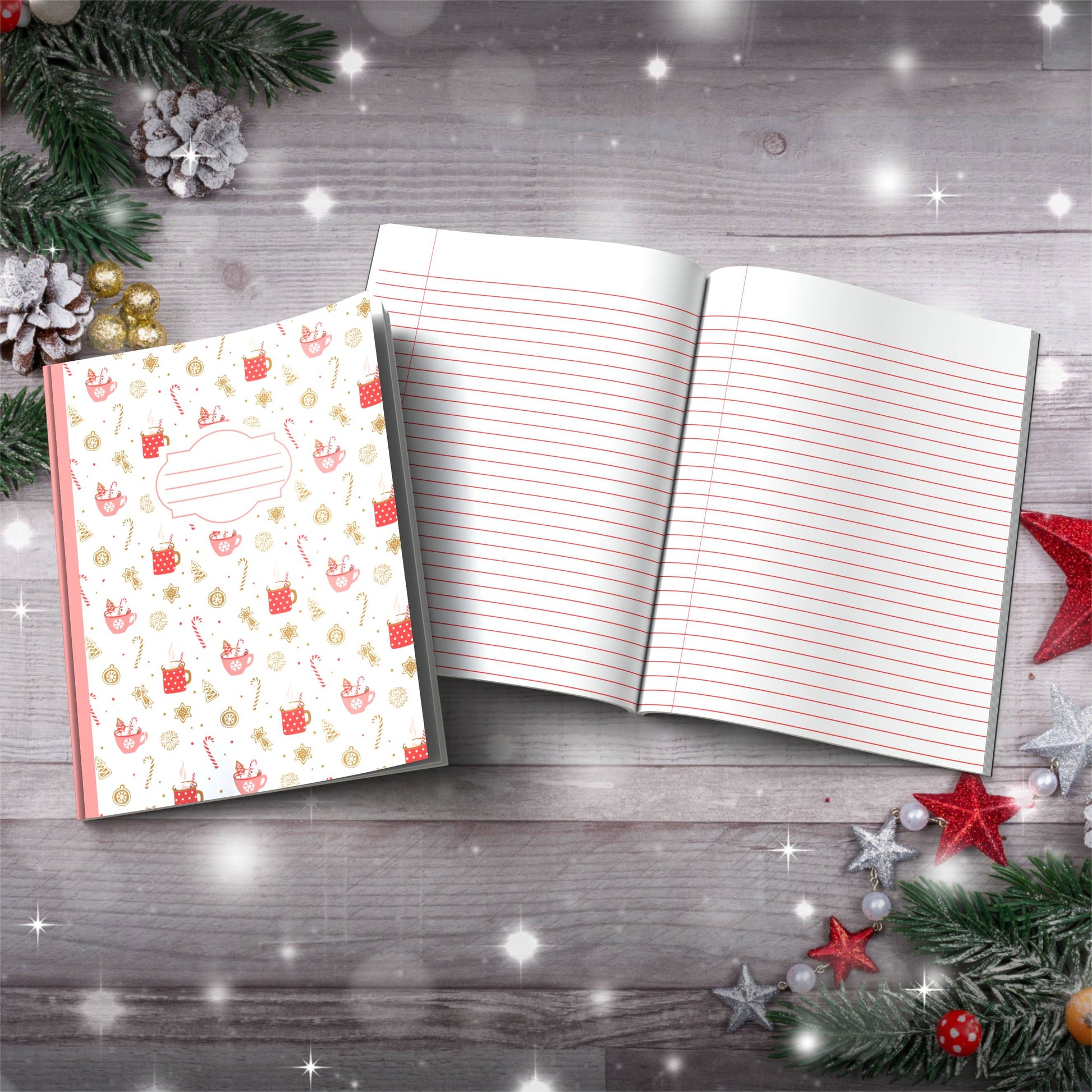 Candy Canes & Hot Cocoa Design Paperback Christmas Composition Notebook for mindful journaling and holiday gifts