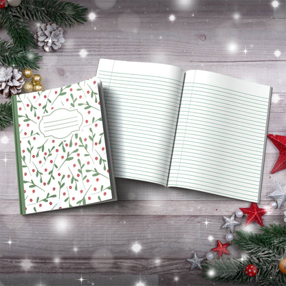 Olive & Red Trees with Snowflake Accents Paperback Christmas Composition Notebook for festive writing and holiday journaling