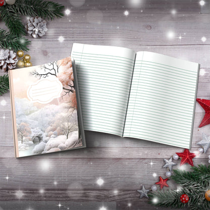 Coffee and cream winter wonderland with castle Christmas notebook, paperback journal for mindfulness