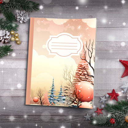 Pastel orange and brown winter clouds Christmas composition notebook, paperback writing journal gift