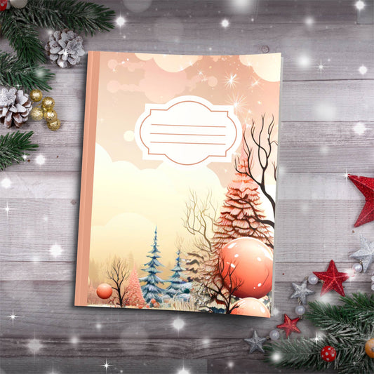Pastel orange and brown winter clouds Christmas composition notebook, paperback writing journal gift