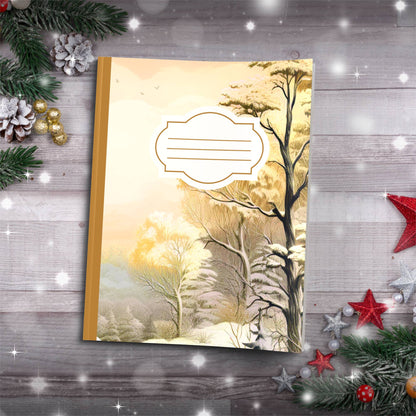 Grey and orange castle landscape Christmas composition notebook, paperback journal for winter writing