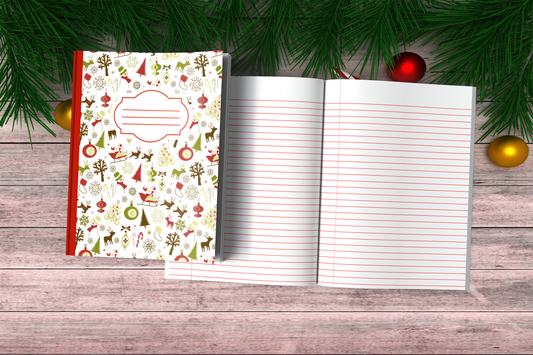 Christmas Composition Notebook (C2) - Ruled Lines In Standard Blue, Green, or Red