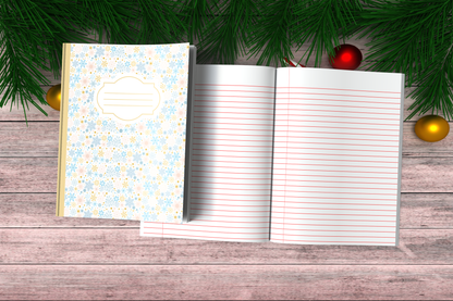 Christmas Composition Notebook (C5) - Ruled Lines In Standard Blue, Green, or Red