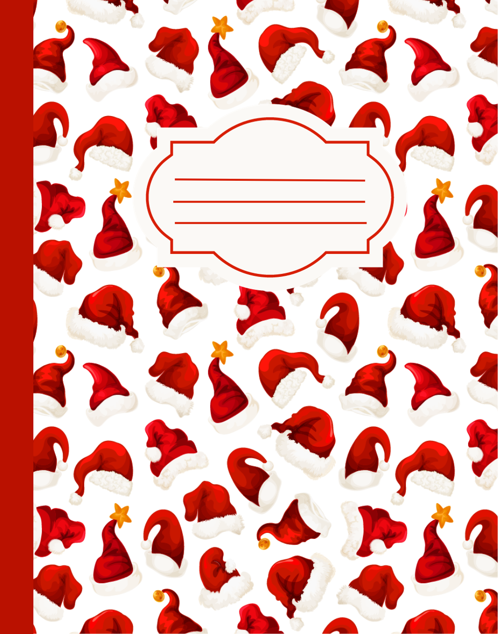 Christmas Composition Notebook (C1) - Ruled Lines In Standard Blue, Green, or Red