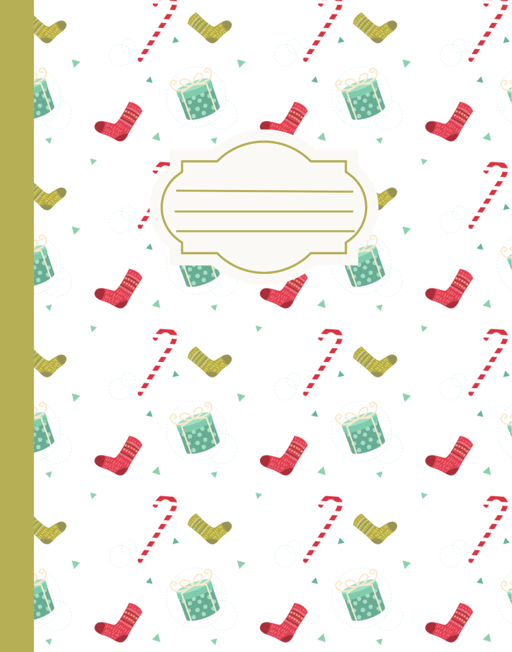 Christmas Composition Notebook (C10) - Ruled Lines In Standard Blue, Green, or Red
