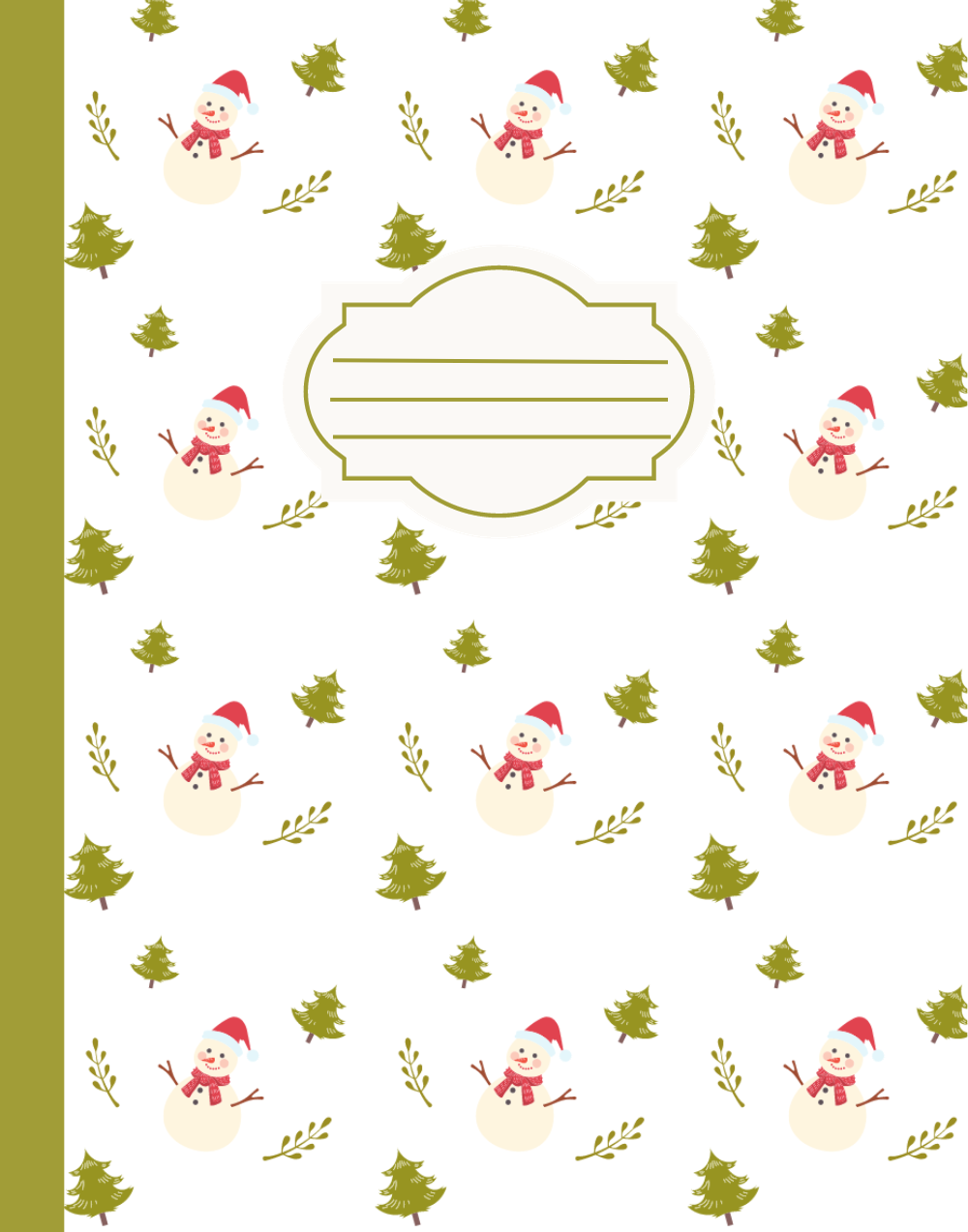 Christmas Composition Notebook (C14) - Ruled Lines In Standard Blue, Green, or Red