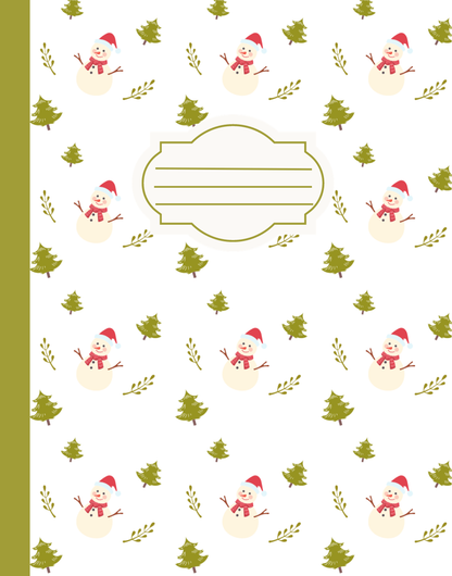 Christmas Composition Notebook (C14) - Ruled Lines In Standard Blue, Green, or Red