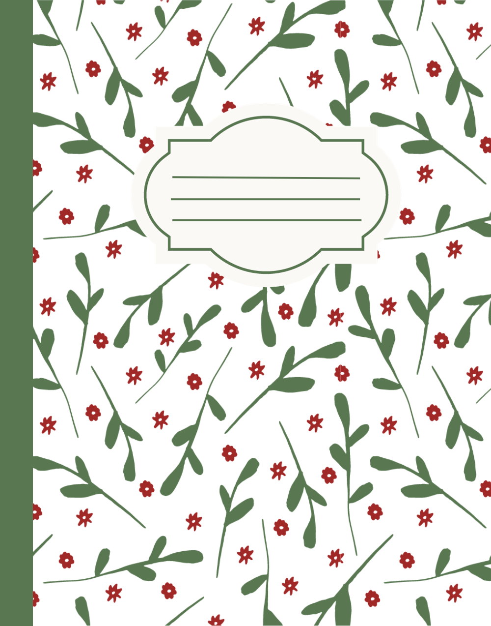 Christmas Composition Notebook (C3) - Ruled Lines In Standard Blue, Green, or Red