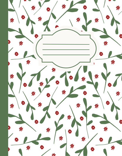 Christmas Composition Notebook (C3) - Ruled Lines In Standard Blue, Green, or Red