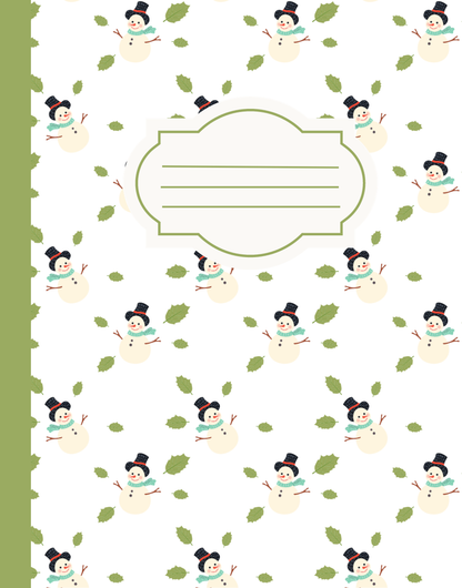 Christmas Composition Notebook (C7) - Ruled Lines In Standard Blue, Green, or Red