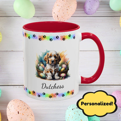 Cocker Spaniel (Orange Roan): Personalized Easter Puppy Coffee Mug - Adorable Dog Design, Mental Health Gift, 11oz & 15oz, 12 Color Choices, Easter Gifts & Décor
