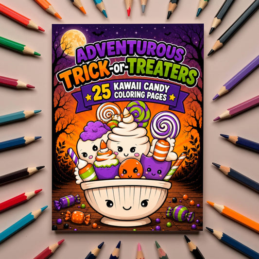 Adventurous Trick-or-Treaters Halloween Coloring Book - Go on a Kawaii Candy Coloring Adventure