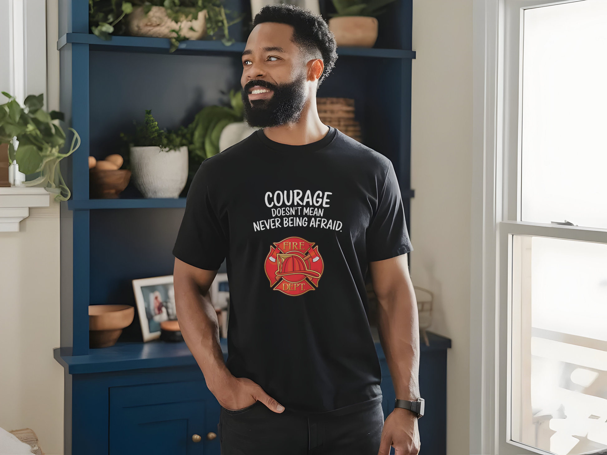 Courage Doesn't Mean Never Be Afraid, Firefighter - Comfort Colors heavyweight t-shirt