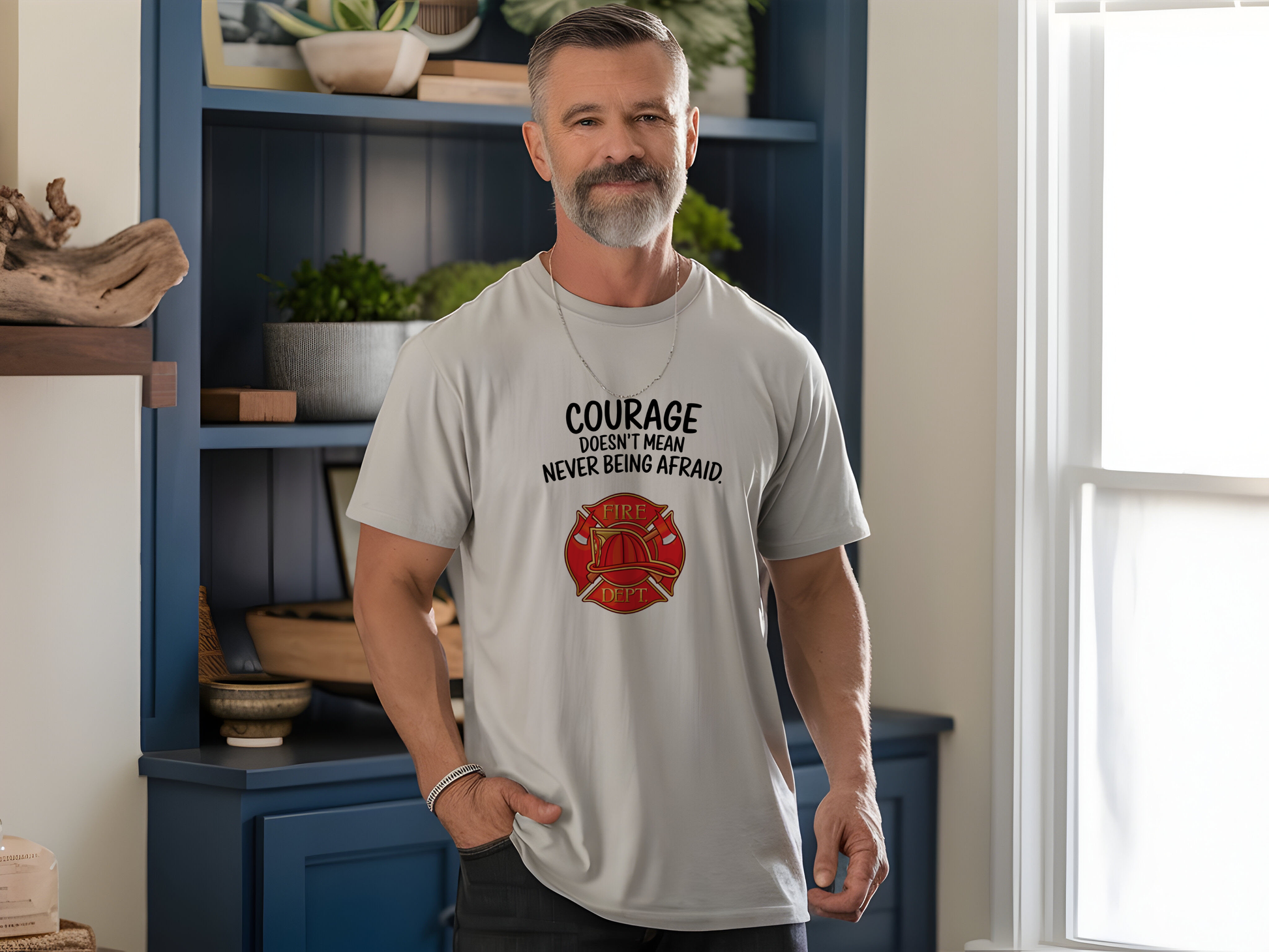 Courage Doesn't Mean Never Be Afraid, Firefighter - Comfort Colors heavyweight t-shirt