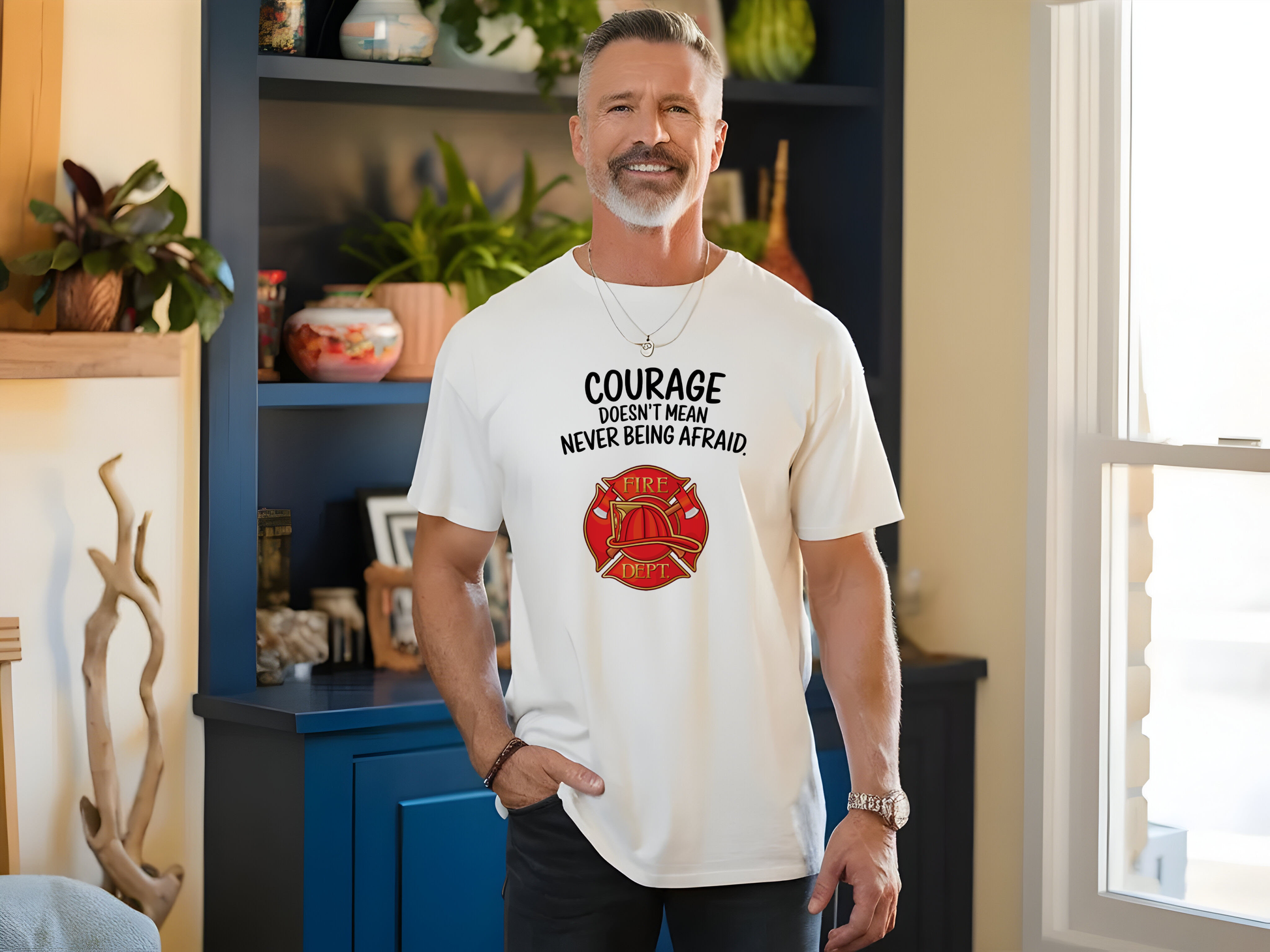 Courage Doesn't Mean Never Be Afraid, Firefighter - Comfort Colors heavyweight t-shirt