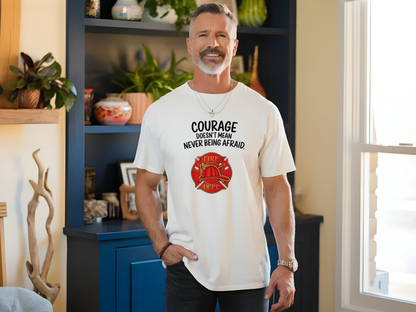 Courage Doesn't Mean Never Be Afraid, Firefighter - Comfort Colors heavyweight t-shirt
