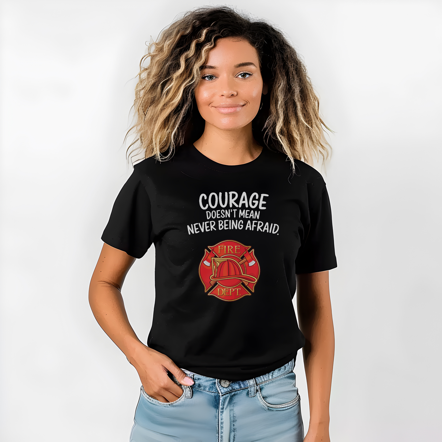 Courage Doesn't Mean Never Be Afraid, Firefighter - Comfort Colors heavyweight t-shirt