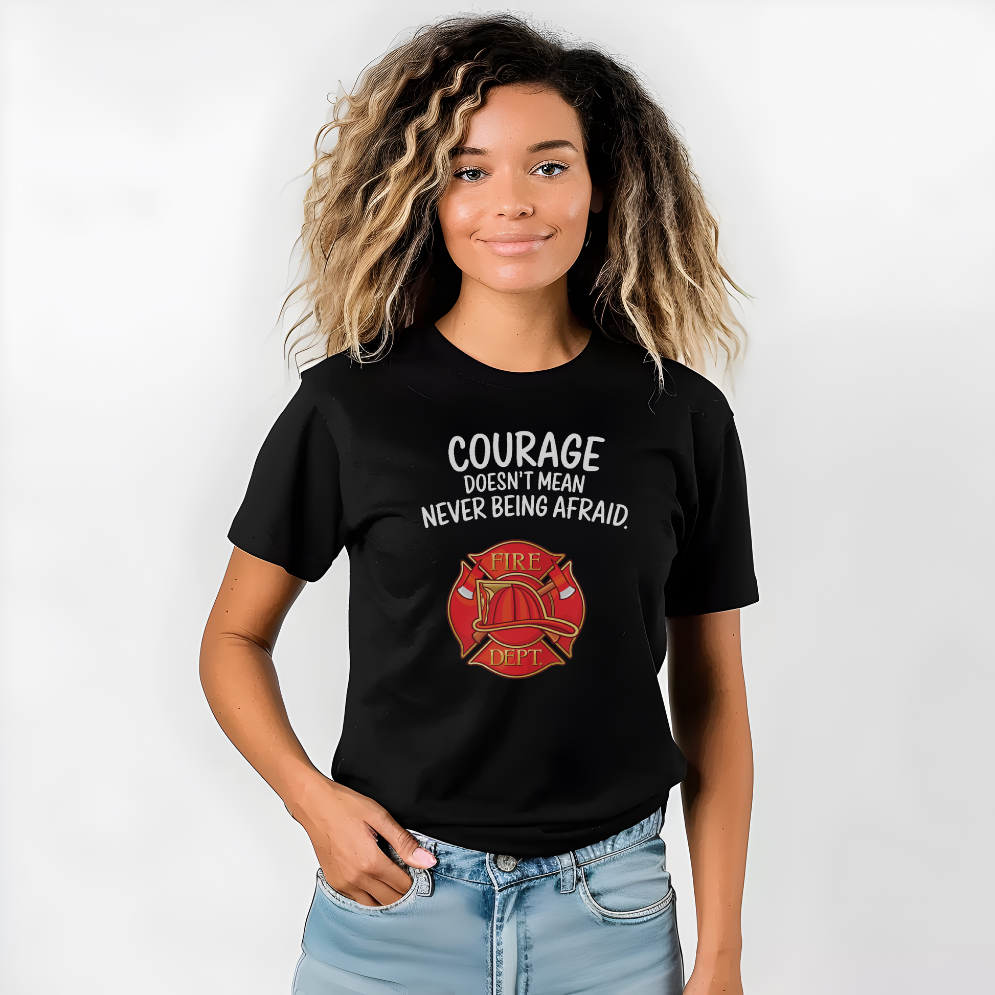 Courage Doesn't Mean Never Be Afraid, Firefighter - Comfort Colors heavyweight t-shirt