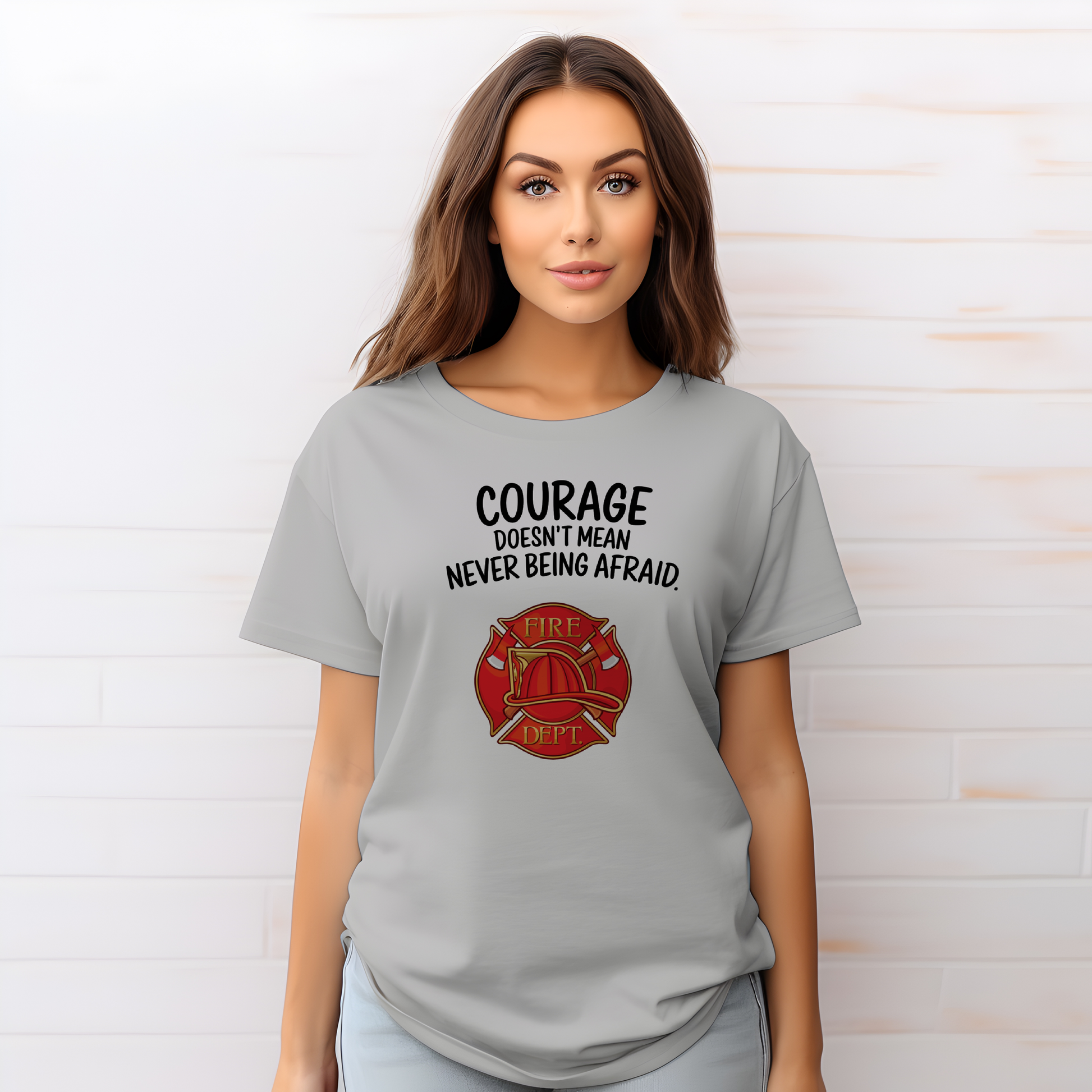 Courage Doesn't Mean Never Be Afraid, Firefighter - Comfort Colors heavyweight t-shirt