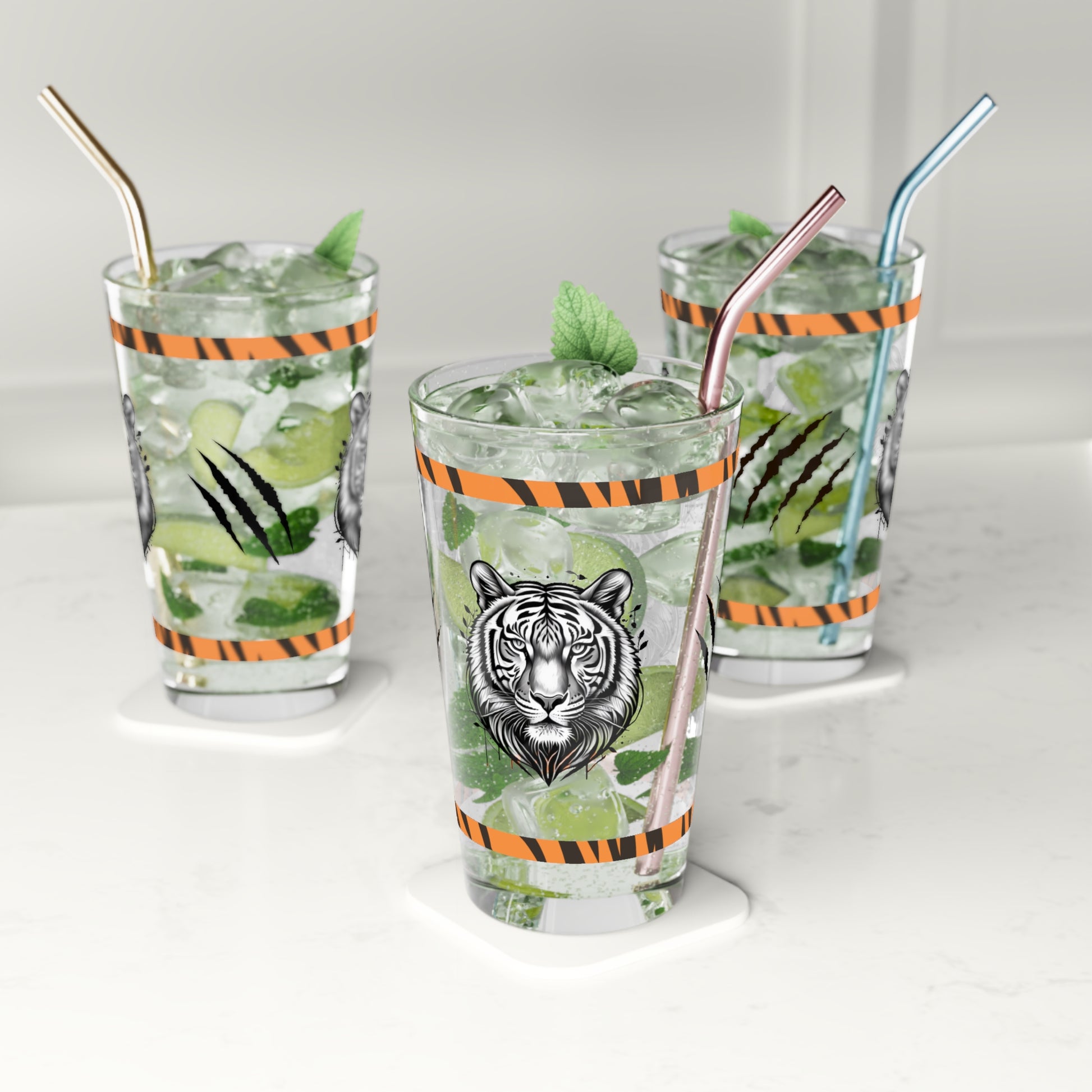 Courageous Roar 16oz Tiger Pint Glass - Inspiring Strength, Courage, and Empowerment