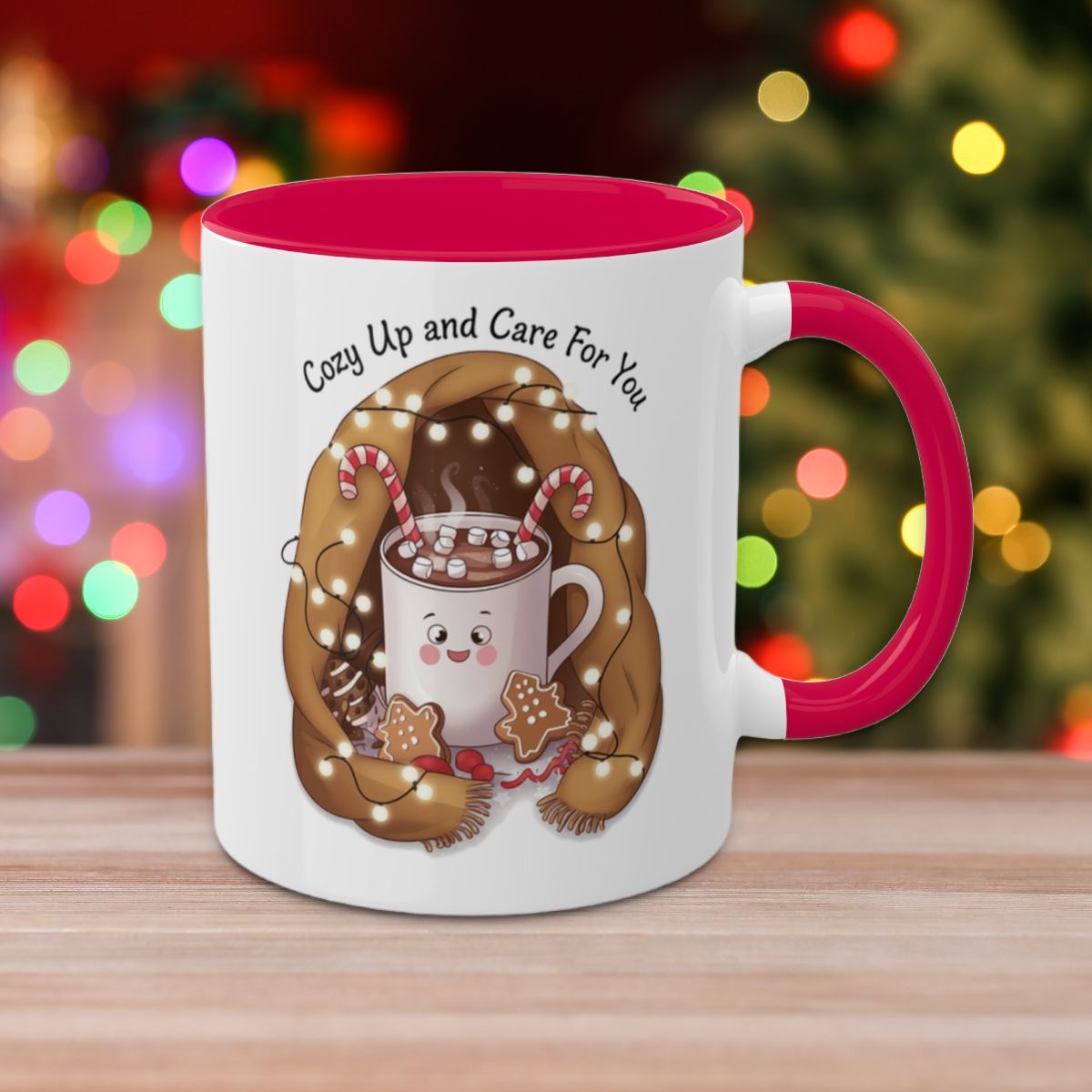 Cozy Up And Care For You - Colorful Christmas Mugs, 11oz