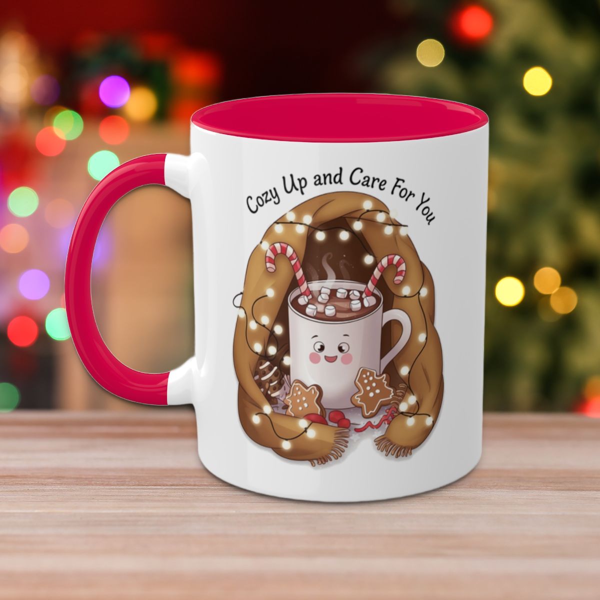 Cozy Up And Care For You - Colorful Christmas Mugs, 11oz