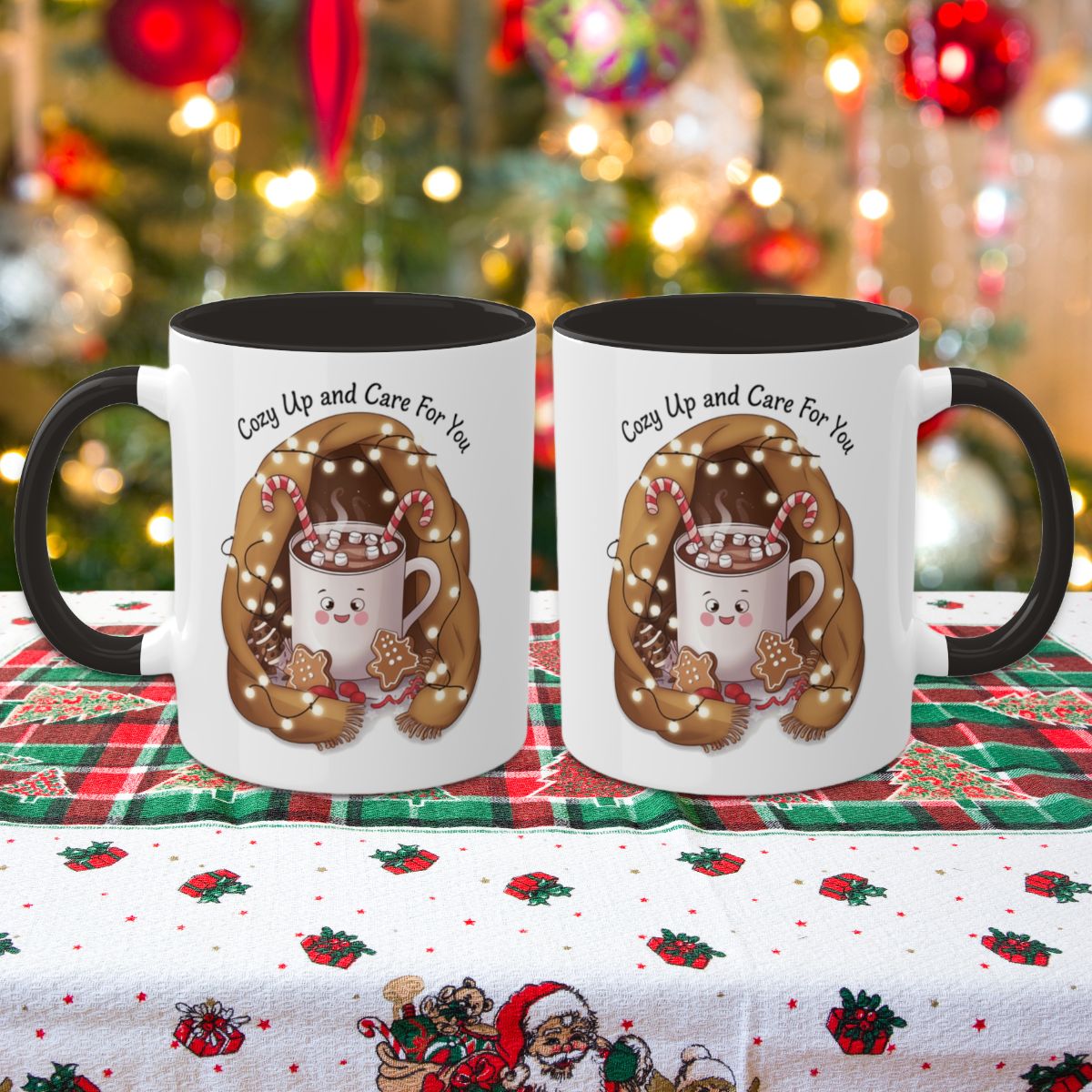 Cozy Up And Care For You - Colorful Christmas Mugs, 11oz