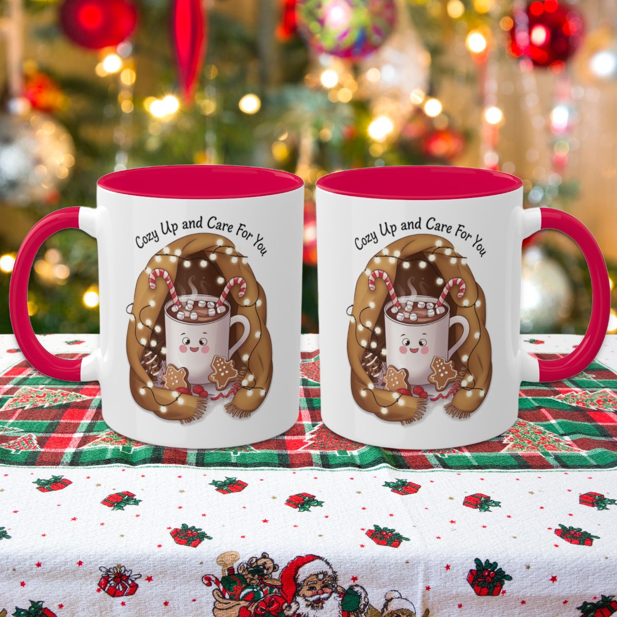 Cozy Up And Care For You - Colorful Christmas Mugs, 11oz