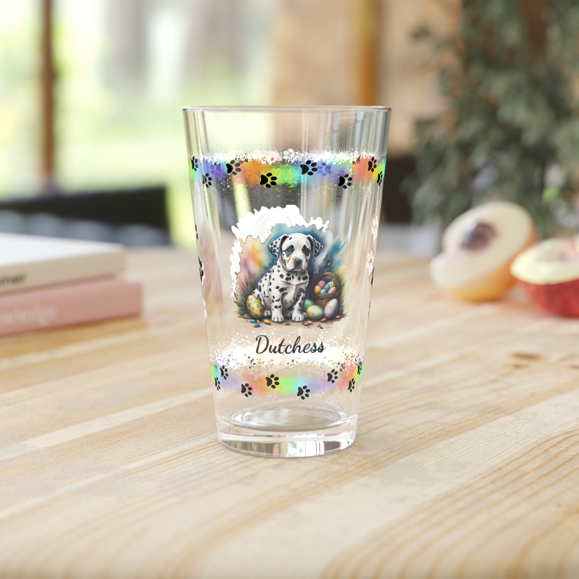 Dalmatian Personalized Easter Puppy 16oz Pint Glass - Custom Dog Design, Mental Health Gift, Easter Décor, and Festive Celebrations