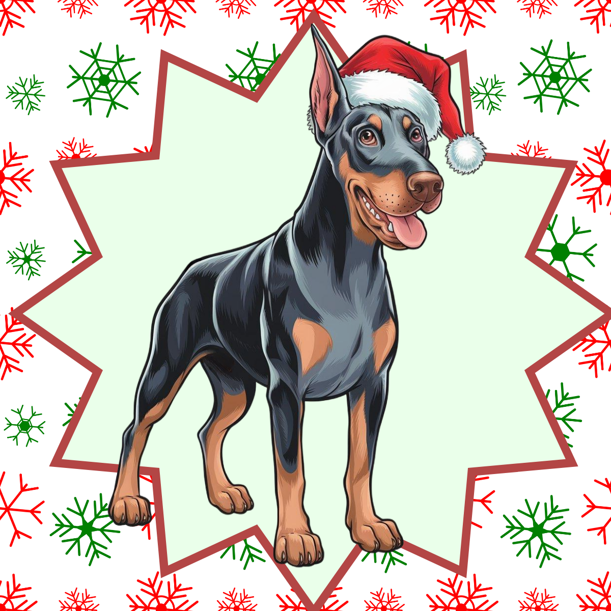 Doberman Pinscher (Blue & Rust) Personalized Velveteen Plush Blanket - "Bark The Halls" | Cozy Holiday Gift for Dog Lovers