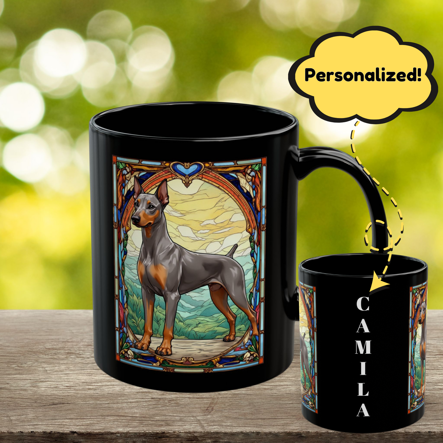 Fawn Isabella rust Doberman personalized mug gift