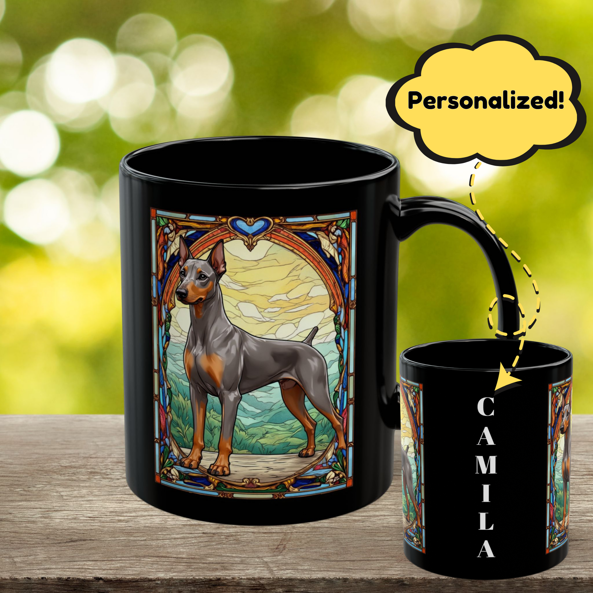 Fawn Isabella rust Doberman personalized mug gift