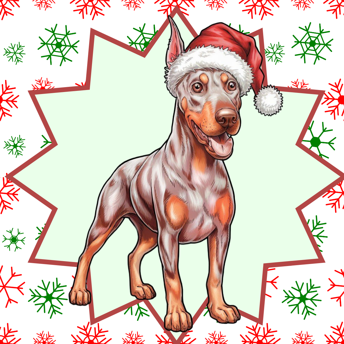 Doberman Pinscher (Fawn/Isabella & Rust) Personalized Velveteen Plush Blanket - "Bark The Halls" | Cozy Holiday Gift for Dog Lovers