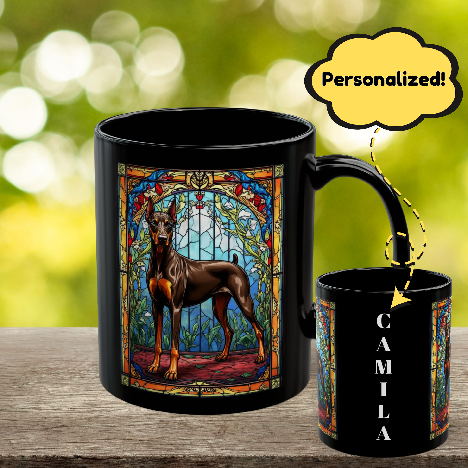 Doberman Pinscher (Red & Rust) Personalized Mug, Pet Lover Mug, Dog Coffee Mug, Custom Dobie Name Mug, Dog Lover Gift, Dog-Themed Mug